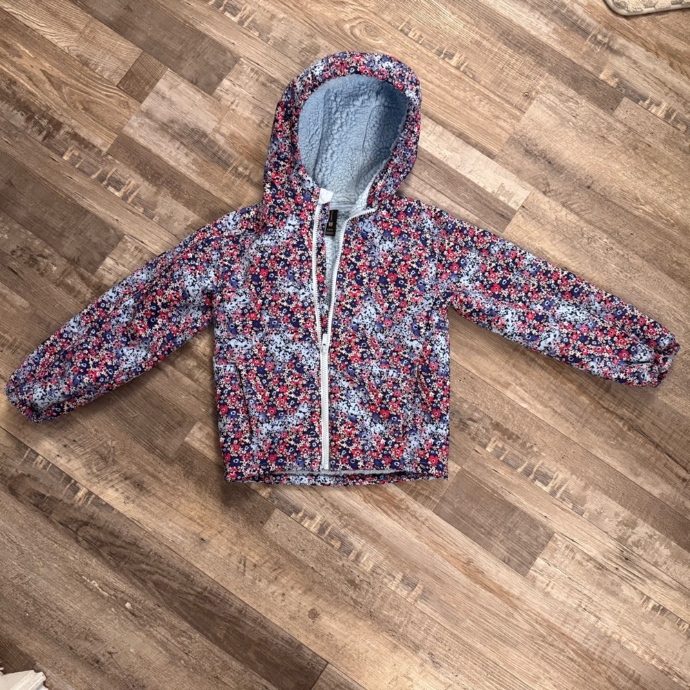 All in Motion Girls Hooded Fleece Jacket Floral Print Size 6/7